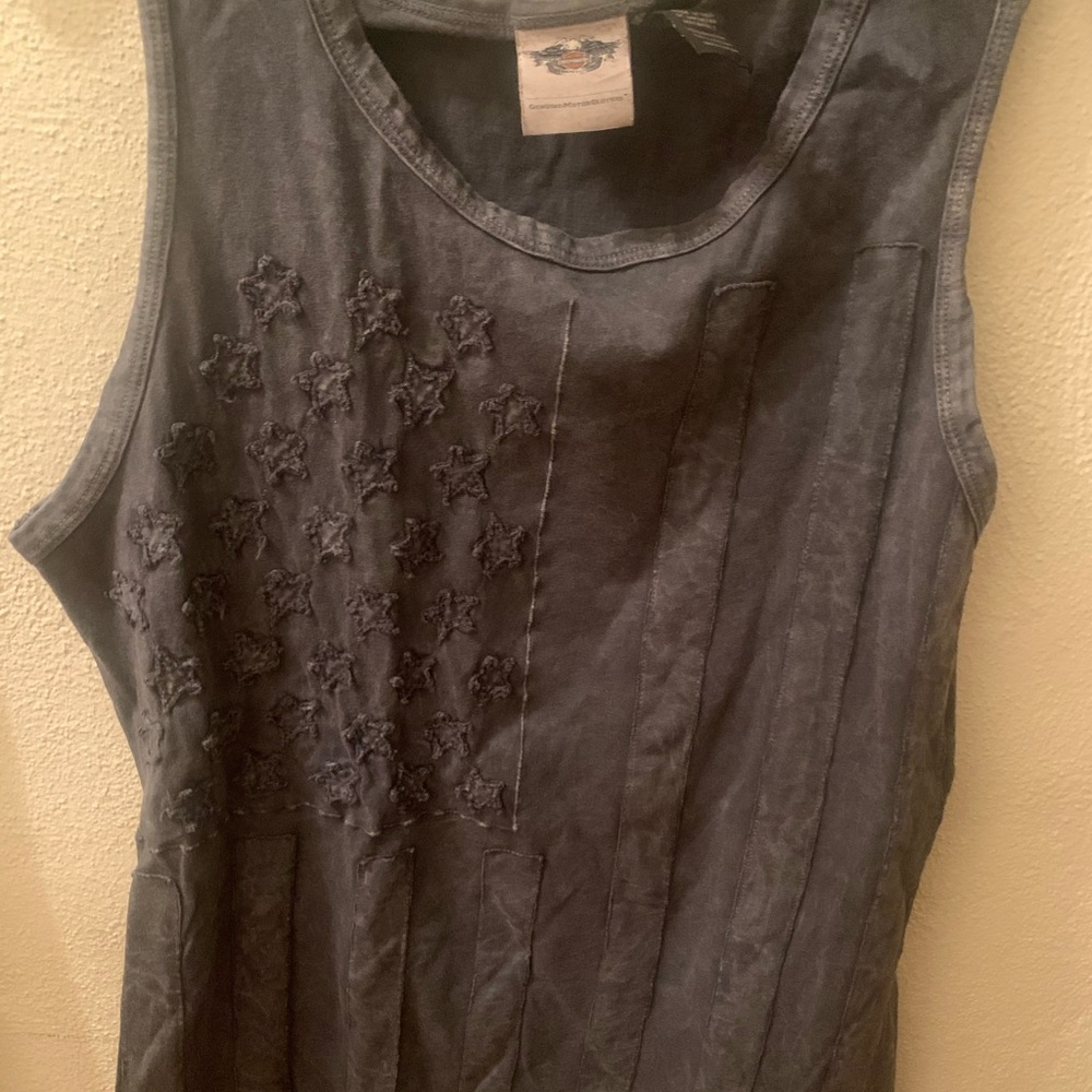 Harley Davidson American flag grunge muscle tee